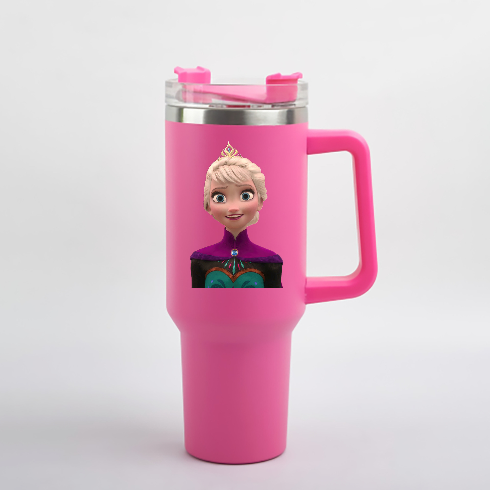 （画像用） アナと雪の女王 アンナ エルサ Frozen Anna Elsa 1200mL車用タンブラー - クリスタルステッカー（プラスチックストロー付き）